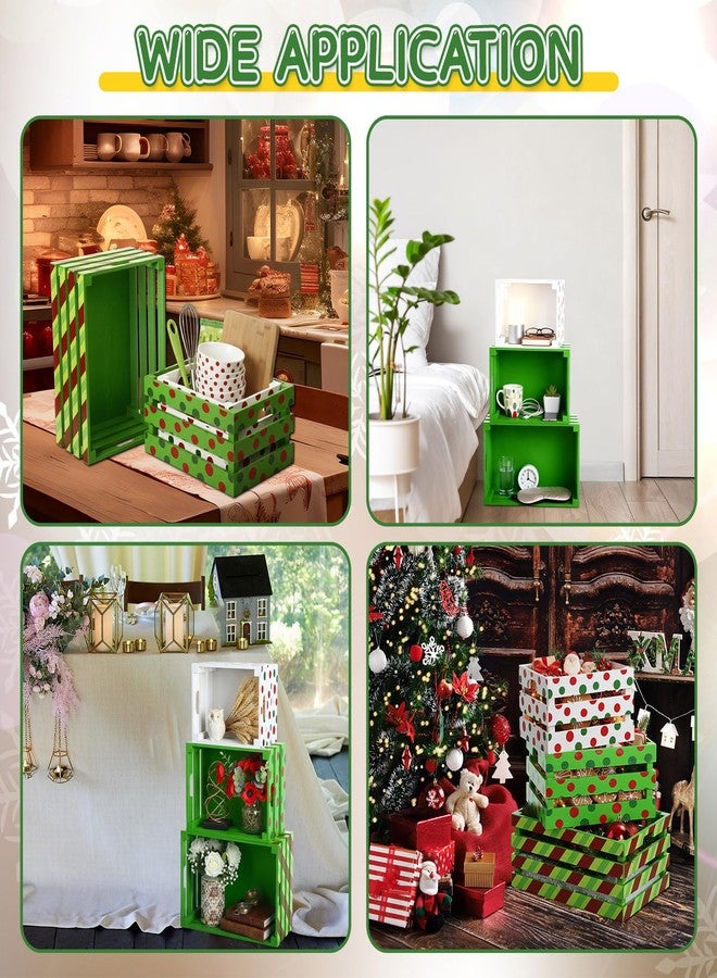 Novabright 3 Pcs Christmas Wood Crates 13'' 11'' 9'' Decorative Rustic Nesting Crate with Handle Farmhouse Wood Storage Basket Gift Boxes for Winter Display Candy Craft Pet Holiday Decor(Clean Style) - Image 4